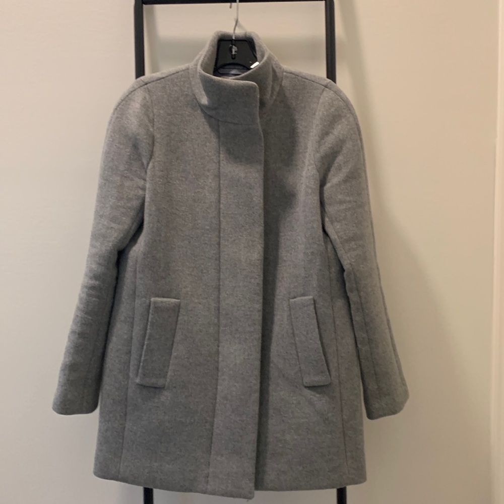 J Crew Stadium Coat In light gray